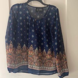 Blue Navy top / Blouse / shirt Long sleeve